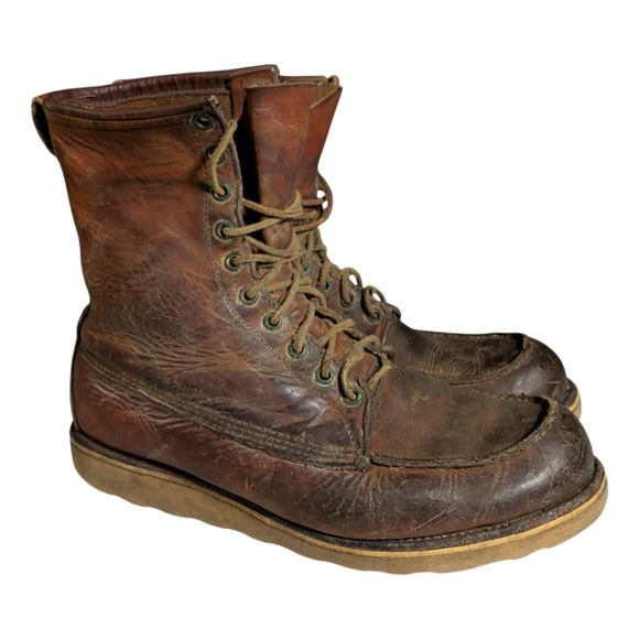 Vintage Red Wing Boots Mens Size 12D Leather Moc Toe Western Work Made In USA